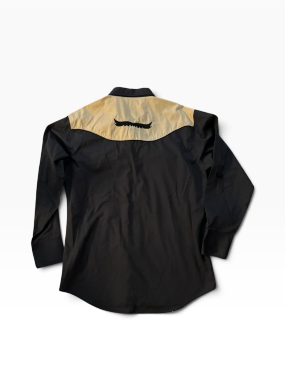 Vintage Men's Black Western Button-Down Shirt with Cream Yoke - Picture 5 of 5